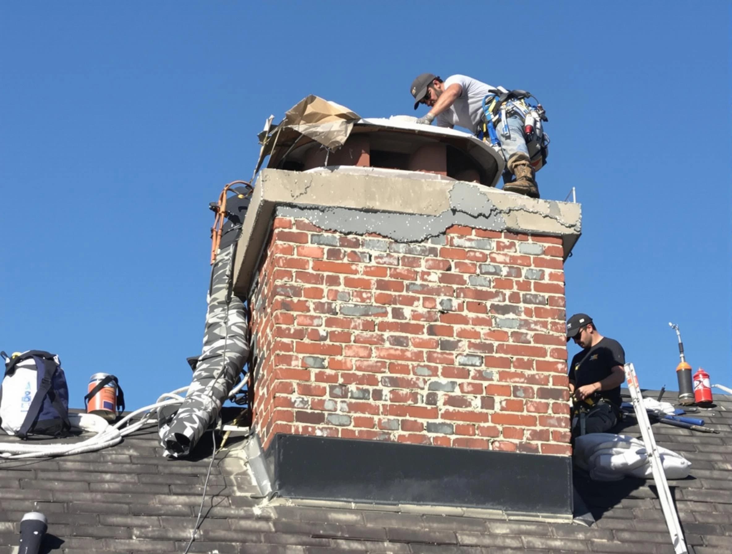 West Bountiful Chimney Sweep installing a custom chimney crown in West Bountiful, UT