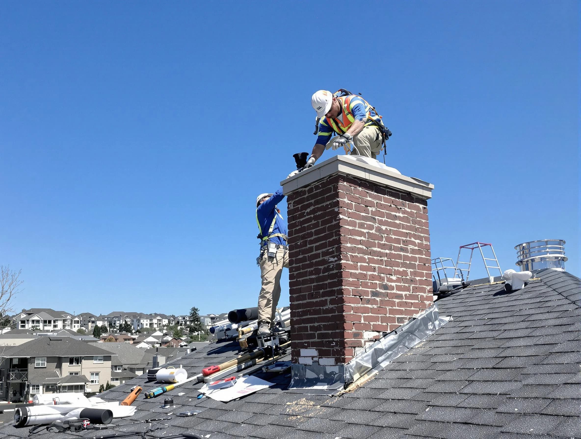 West Bountiful Chimney Sweep repairing a chimney crown in West Bountiful, UT