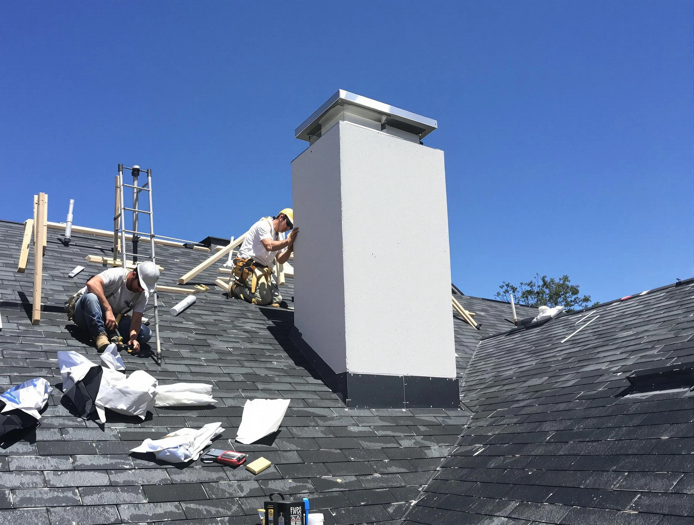 West Bountiful Chimney Sweep crew installing a new chimney in West Bountiful, UT