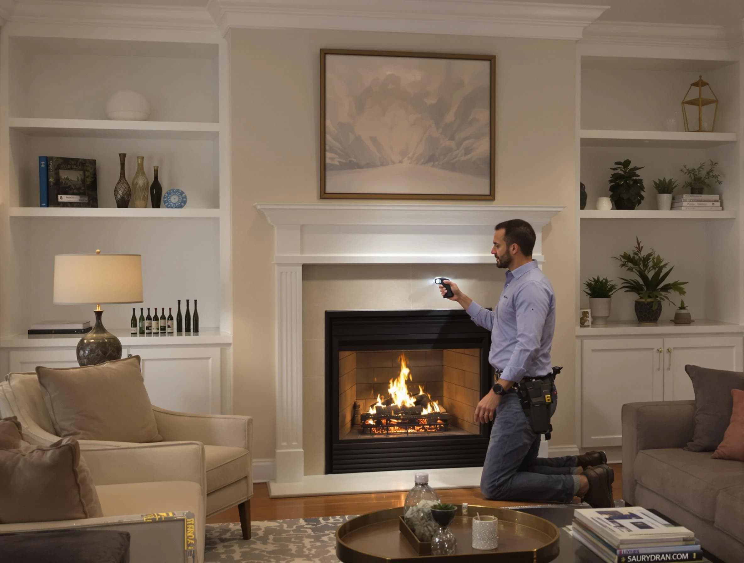 West Bountiful Chimney Sweep conducting a fireplace safety inspection in West Bountiful, UT