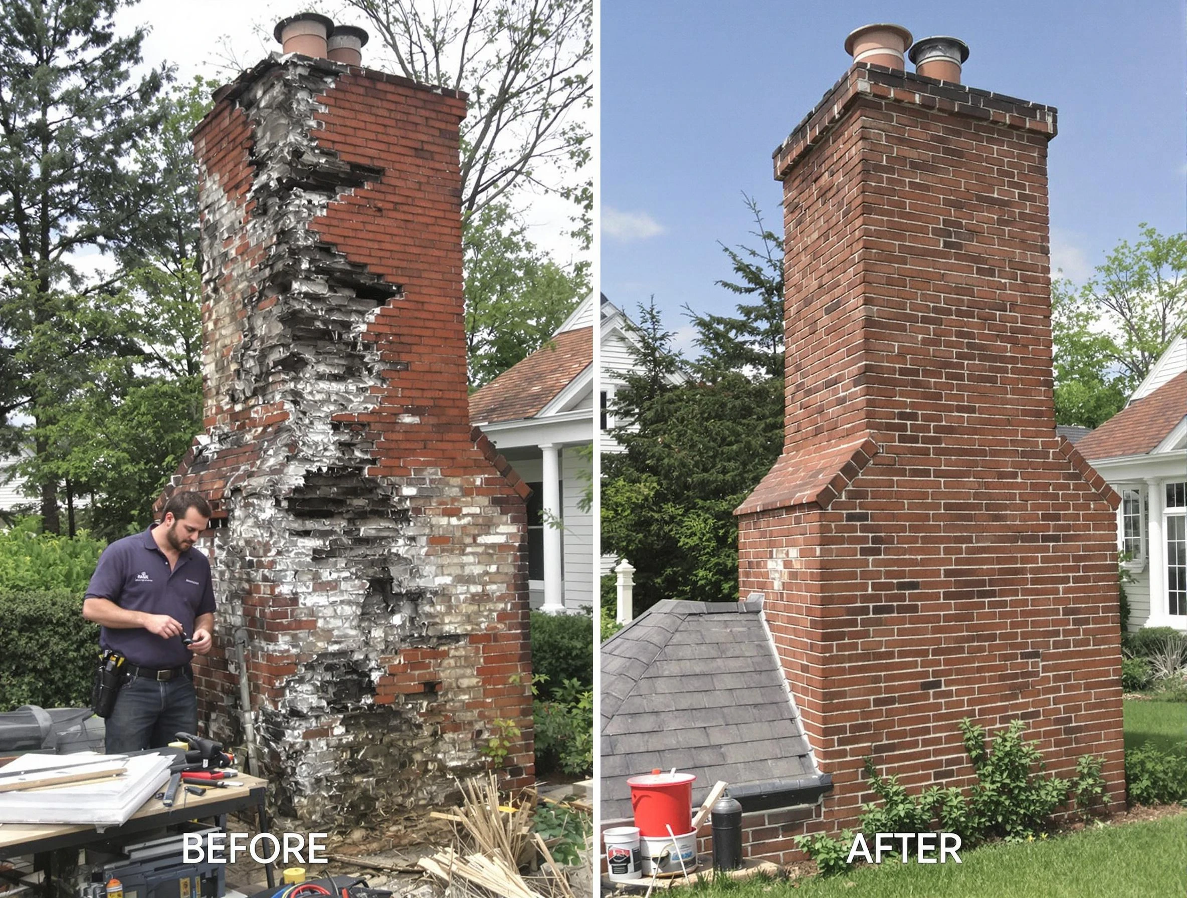 West Bountiful Chimney Sweep performing a full chimney restoration in West Bountiful, UT