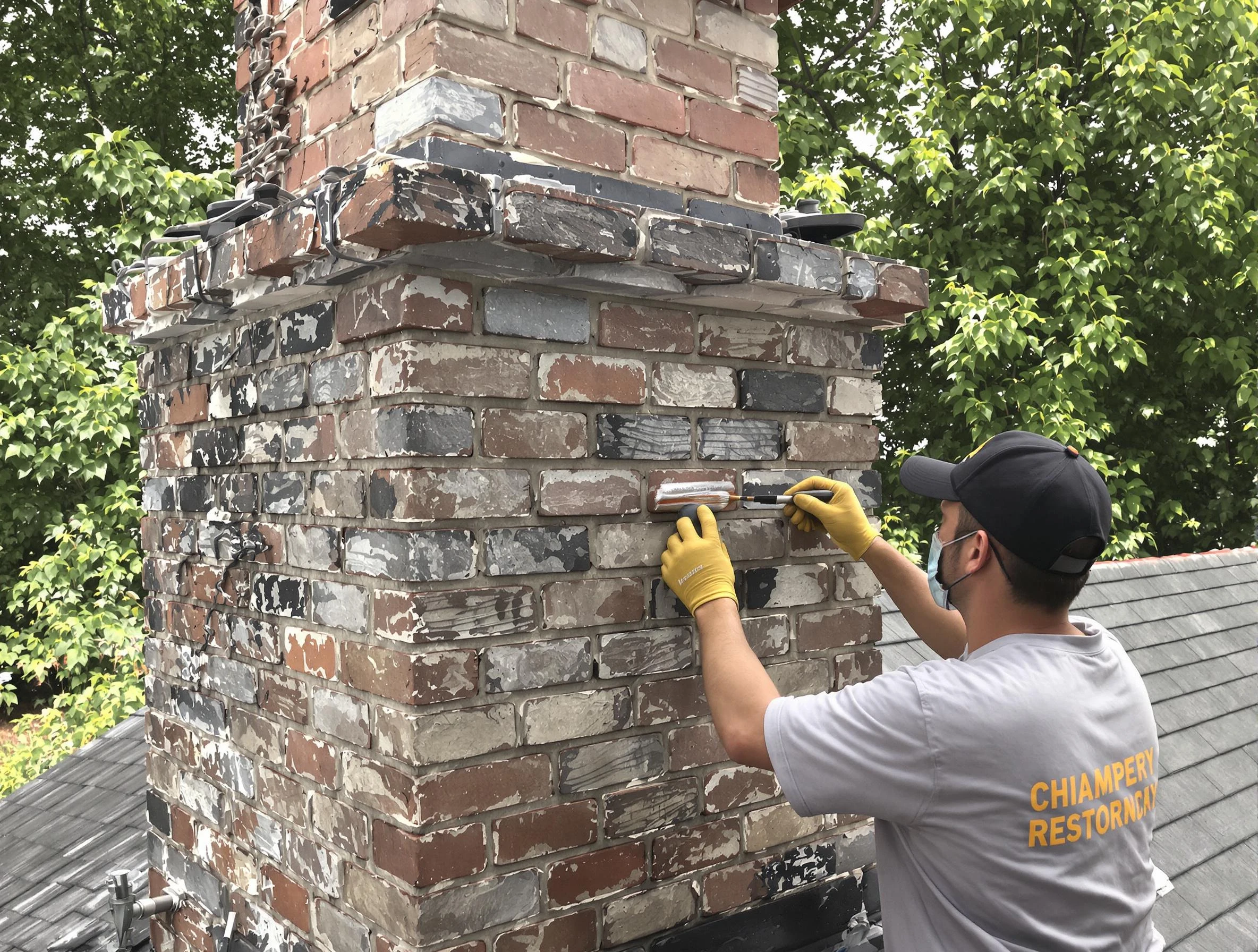 In-progress chimney restoration by West Bountiful Chimney Sweep in West Bountiful, UT